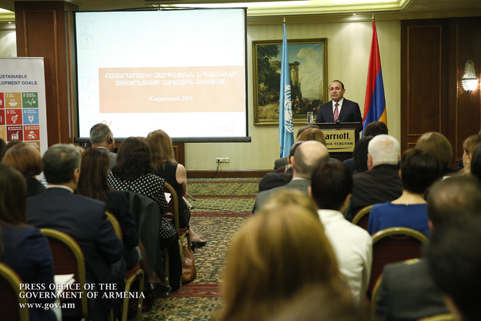 Վարչապետը մասնակցել է «Հազարամյակի զարգացման նպատակներ. առաջընթացի ազգային զեկույցի» շնորհանդեսին
