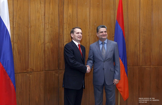Տիգրան Սարգսյանը և Սերգեյ Նարիշկինը քննարկել են հայ-ռուսական ռազմավարական համագործակցությանն առնչվող